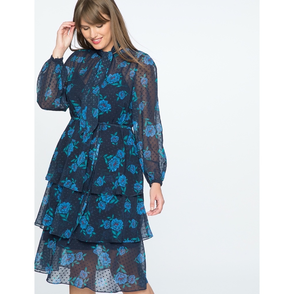 NEW Draper James ELOQUII Floral Swiss Dot Dress 22